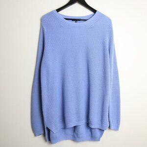 535 America Tight Knitted Marine Blue High Low Pullover Sweater Size Large